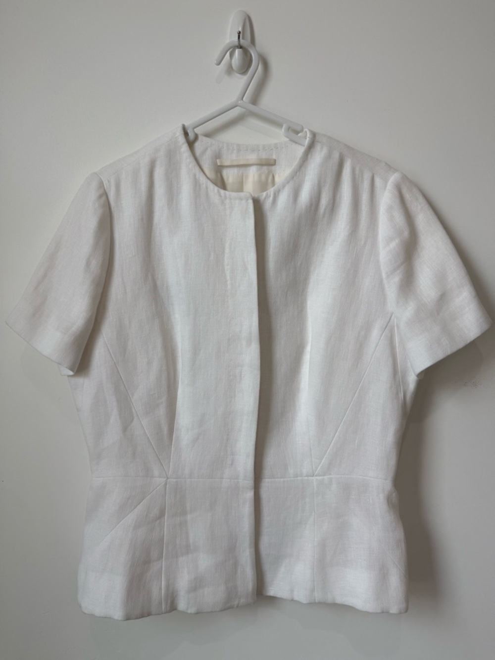 Kiton  White Short-Sleeve Linen Jacket made in Italy size M